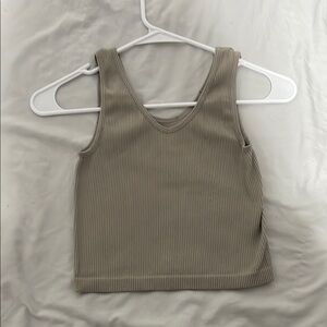 Ribbed Tan Sleeveless Top